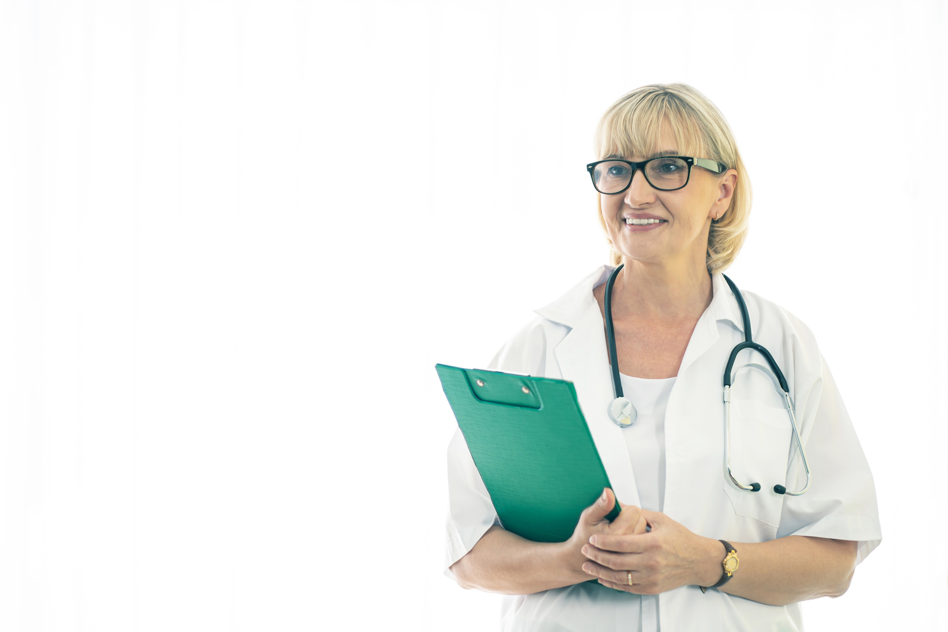Female Medical Practitioner with Stethoscope and Clipboard